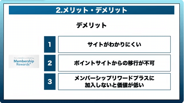 アメックスのメンバーシップリワードのデメリット