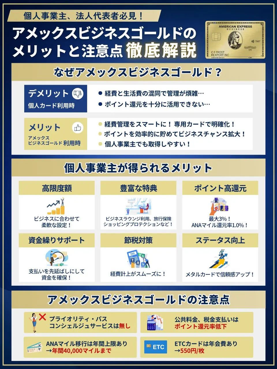 個人事業主必見！アメックスビジネスゴールドのメリット・特典と他カードとの違いとは？アメリカン・エキスプレスの最新おすすめ法人クレジットカードを解説