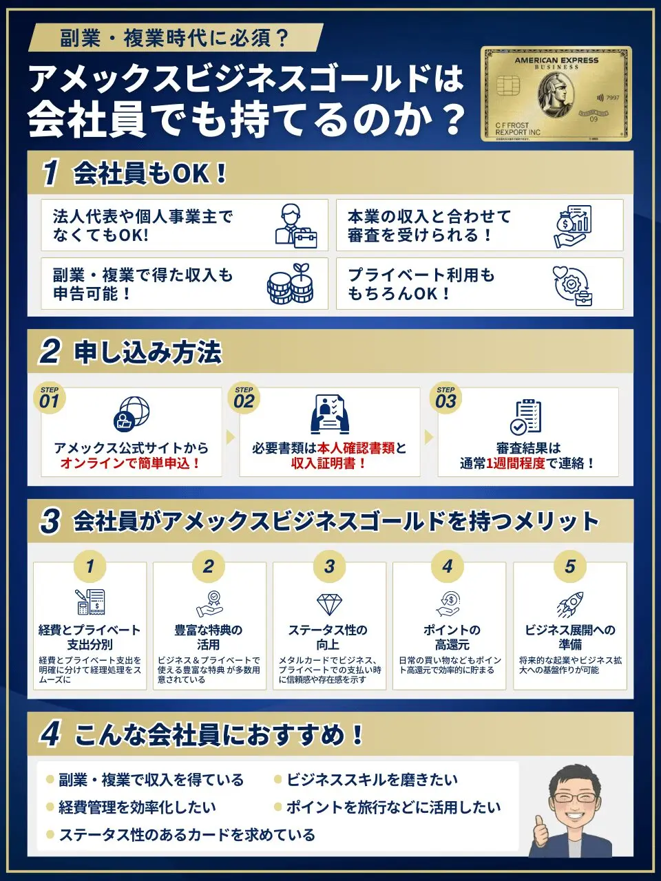 アメックスビジネスゴールドカードは会社員でも持てるのか?