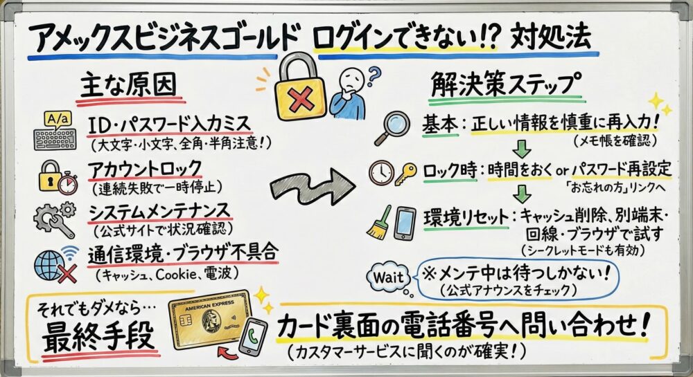 【完全ガイド】アメックスビジネスゴールド ログインできない？パスワード忘れ・新規登録もこれで解決！